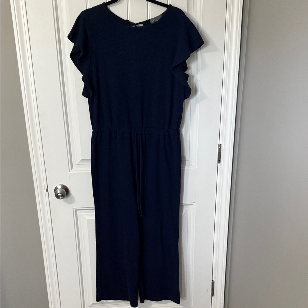 Anthropologie - Flutter Sleeve Romper - Navy Blue - Size Large - Well Loved